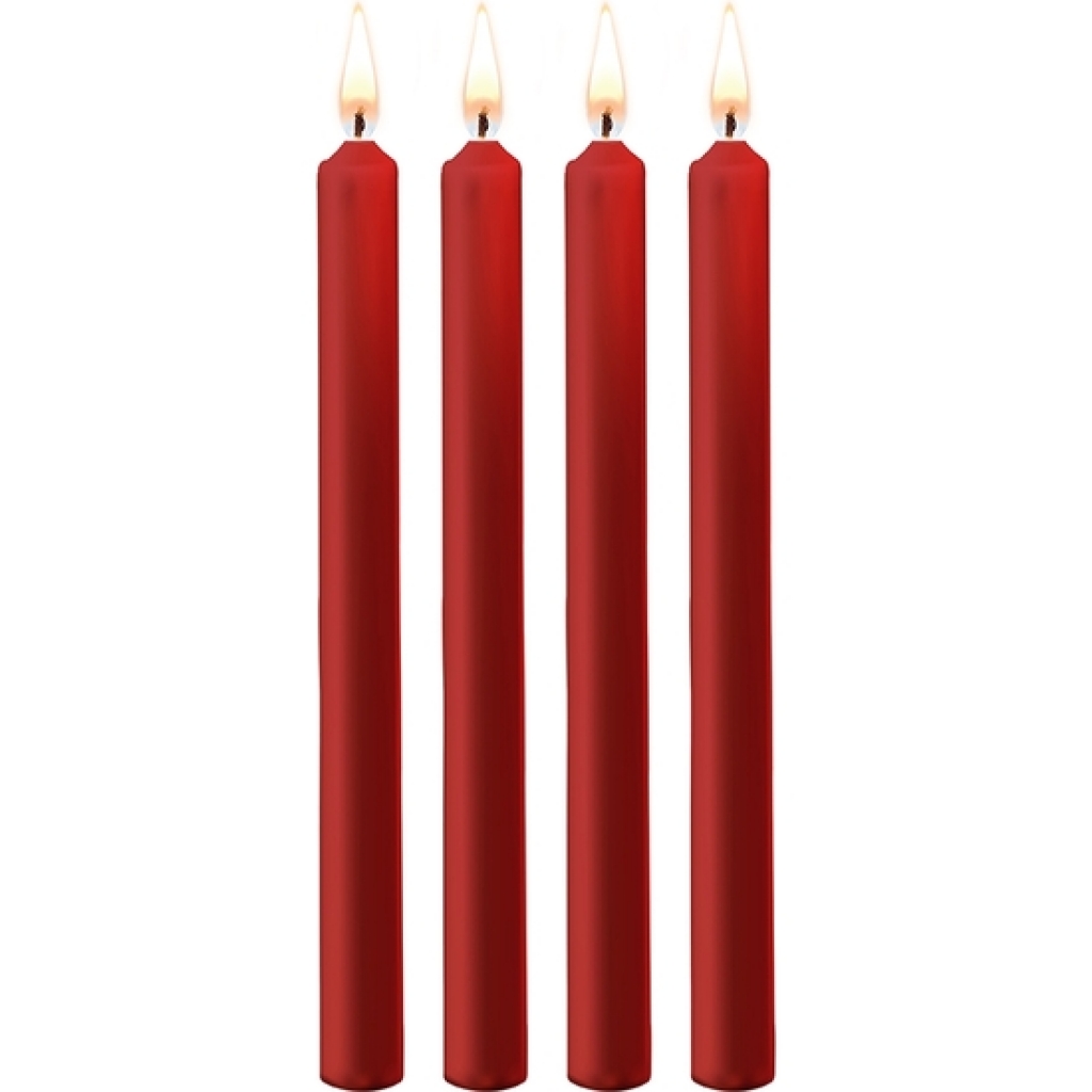 Teasing wax velas largas - parafina - 4-pack - rojo
