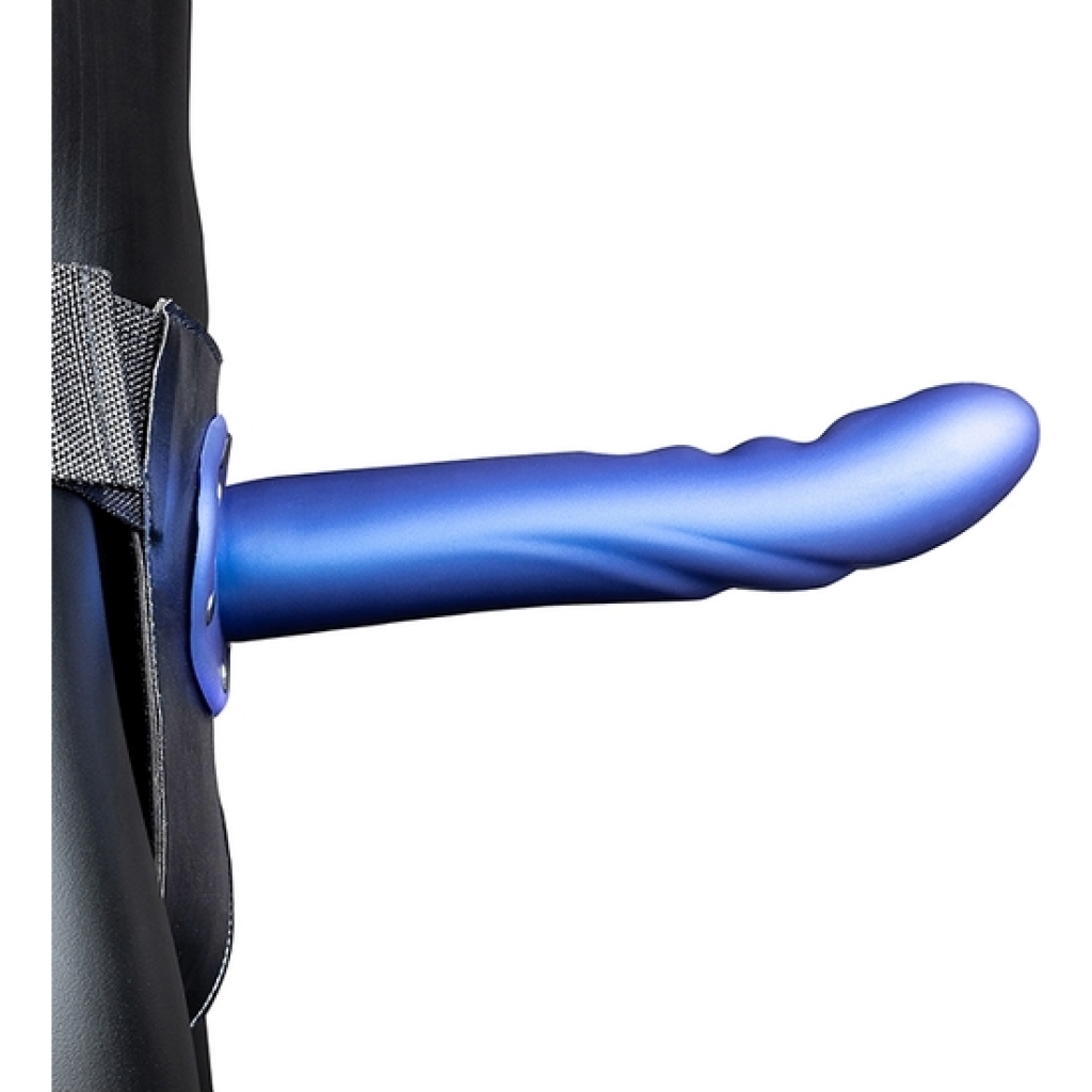 Ouch-strap-on curvo texturizado - 8 / 20 centímetros-azul metalizado