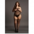 Le desir strapless, crotchless teddy with stockings