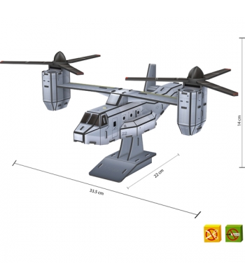 Puzzle 3d aircraft mv-22 osprey -50 piezas - tamaño montado: 22m x 33.5 centímetros x 45 centímetros