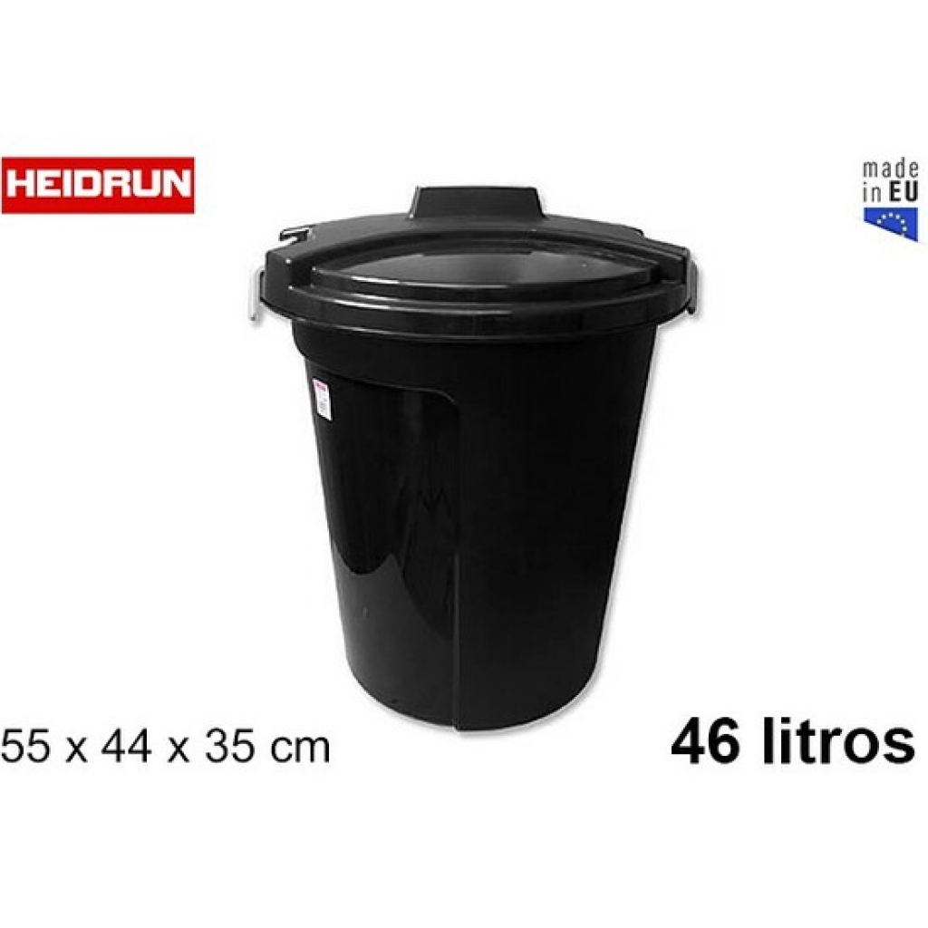 Cubo plástico basura heidrun negro 46 litros