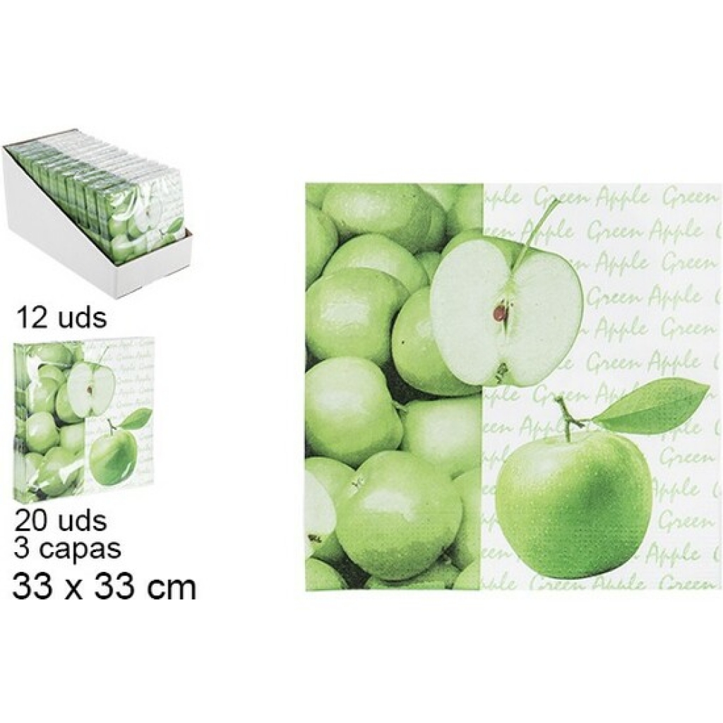 20 servilletas decorado manzanas 3 capas 33 centímetros