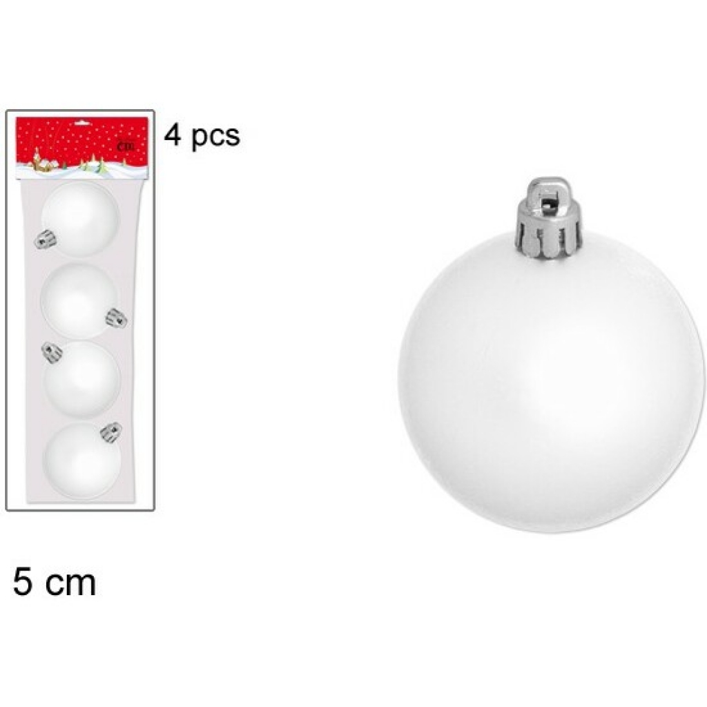 4 bolas navidad blanca 5 centímetros