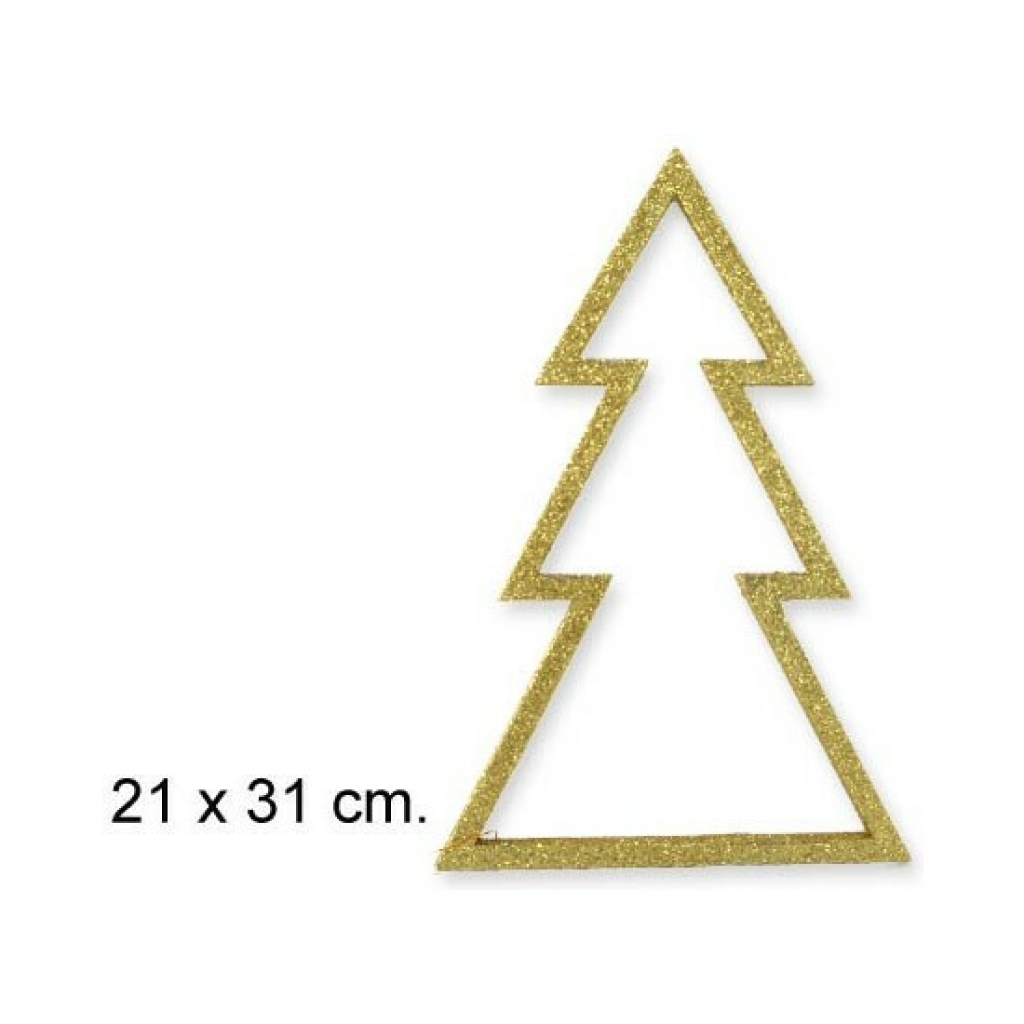 Arbol navidad madera oro brillante 21x31 centímetros