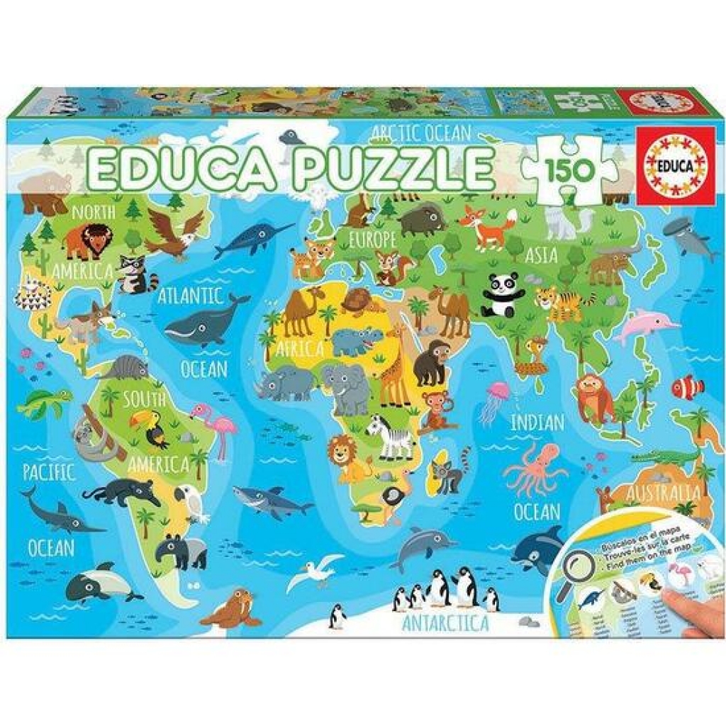 Puzzle educa 150 piezas mapa animales