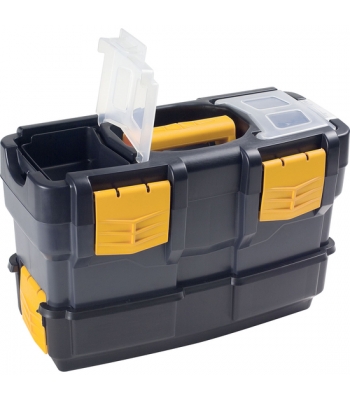 Caja de herramientas doble l350xp170xh230milímetros, con 2 organizadores + bandeja + compartimento para herramientas eléctricas