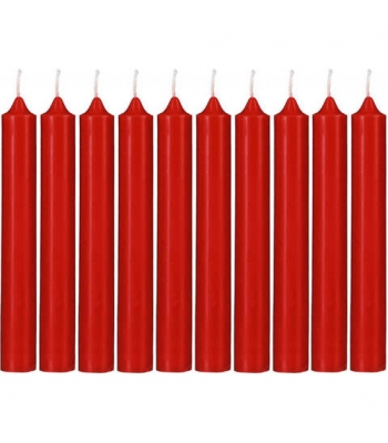 Juego de 10 velas rojas con palos h.16 centímetros