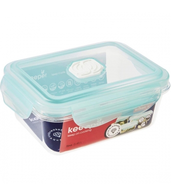 Caja para alimentos frescos con cierre de clic, 14 x 11 x 6,6 centímetros, 0,45 l, tina tritan, aquamarine (verde)