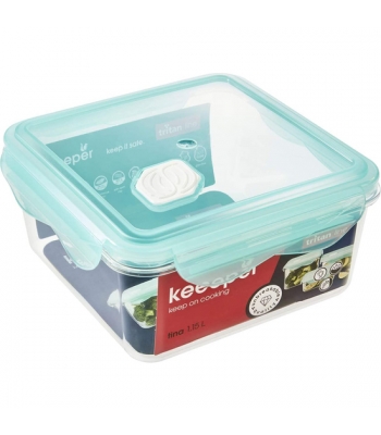 Caja para alimentos frescos con cierre de clic,16 x 16 x 8 centímetros, 1,15 l, tina tritan, aquamarine (verde)