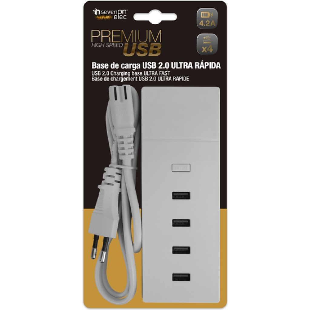 Base de carga ultra rapida 4 USB 4,2a 158x56x24mm 7hsevenon elec premium bl,1