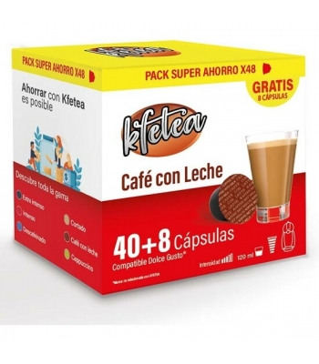 Café con leche dolce gusto compatible marca kfetea 48 cápsulas