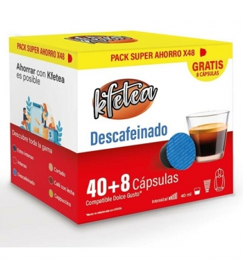 Café descafeinado dolce gusto compatible marca kfetea 48 cápsulas
