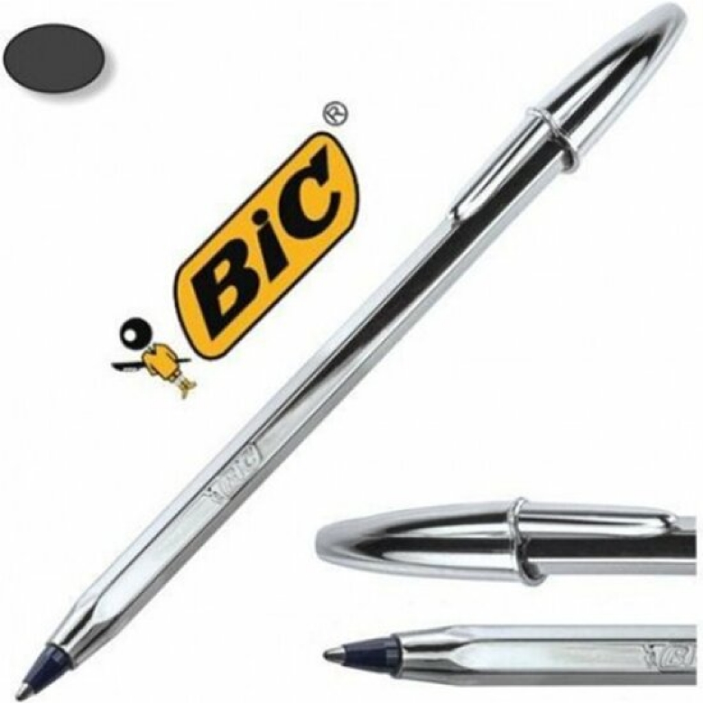 Bolígrafo bic cristal shine plata tinta negro 1,0milímetros.