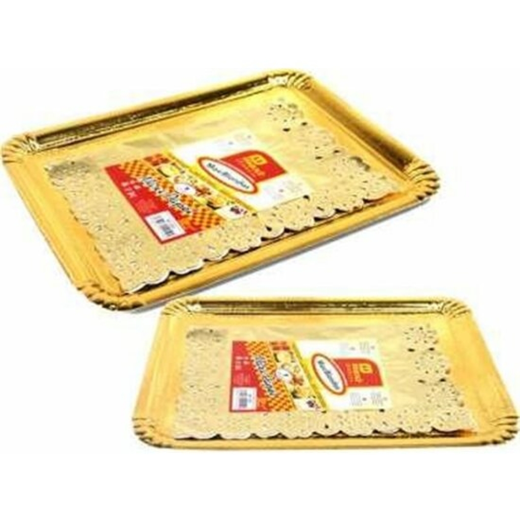 Bandeja carton rectangular dorada +blonda 31x38 centímetros