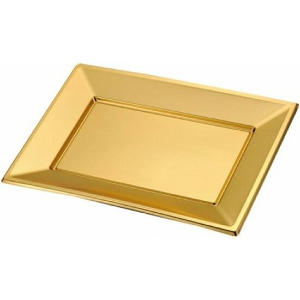 Bandeja rectangular 33x22.5 centímetros x 2unidades tamaño - dorado