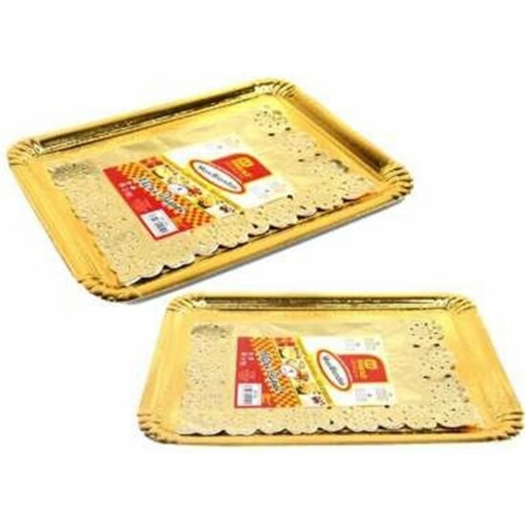Bandeja carton dorada rectangular 25x34 centímetros