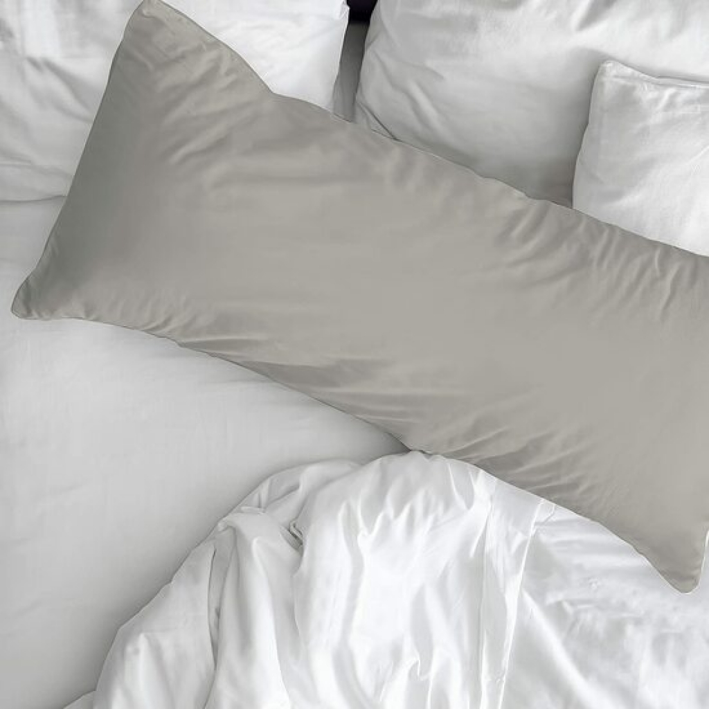 Funda de almohada 100% algodón liso light grey de 90 centímetros.