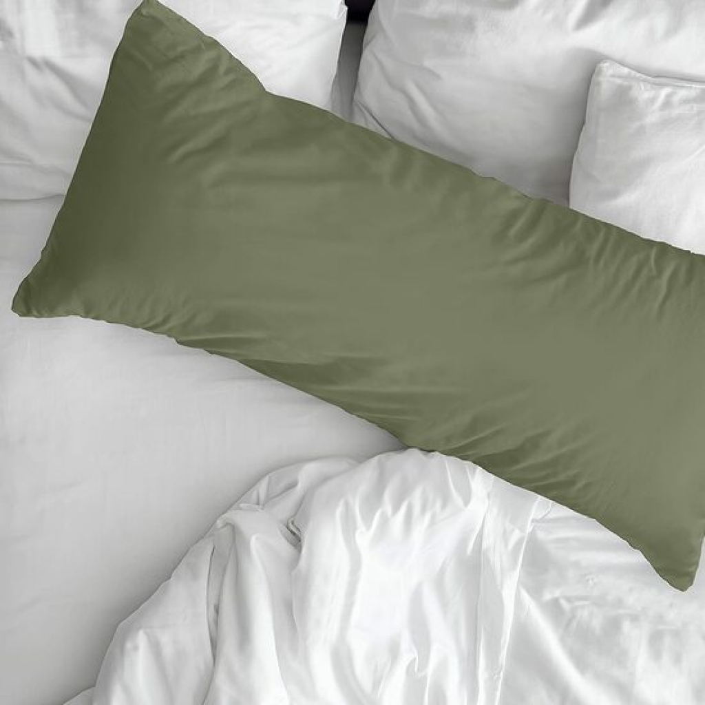 Funda de almohada 100% algodón liso army green de 90 centímetros.