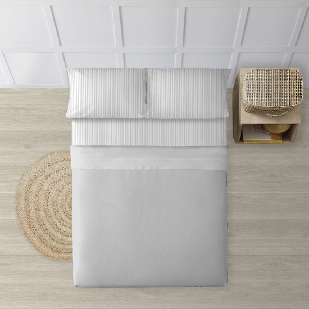 Juego de sábanas 100% algodón modelo papamoa gris liso para cama de 180.