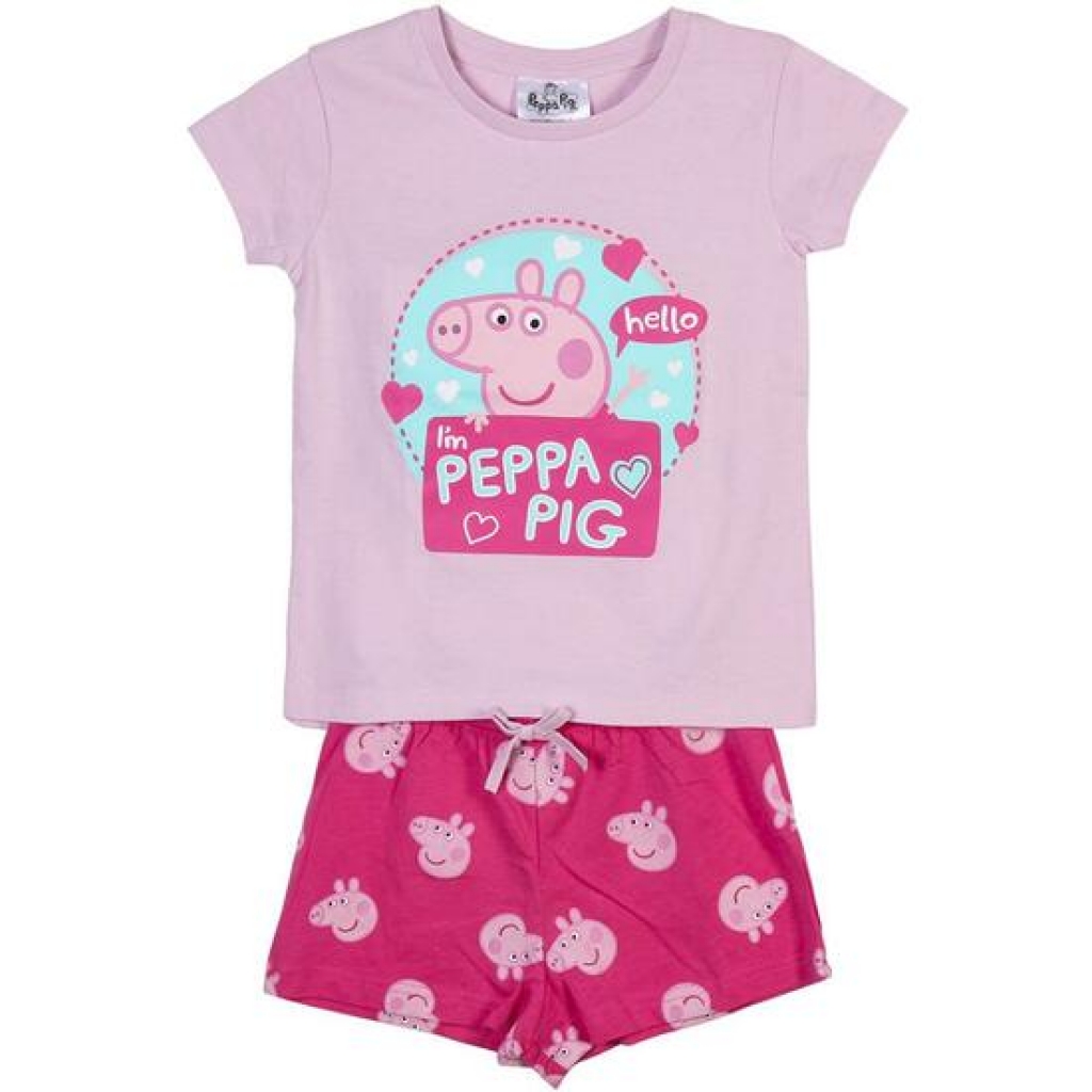 Pijama corto single jersey punto peppa pig pink