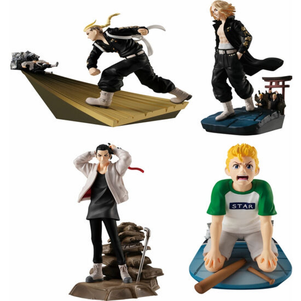 Pack 4 figuras petitrama tokyo revengers series toman heroic scenes 8 centímetros