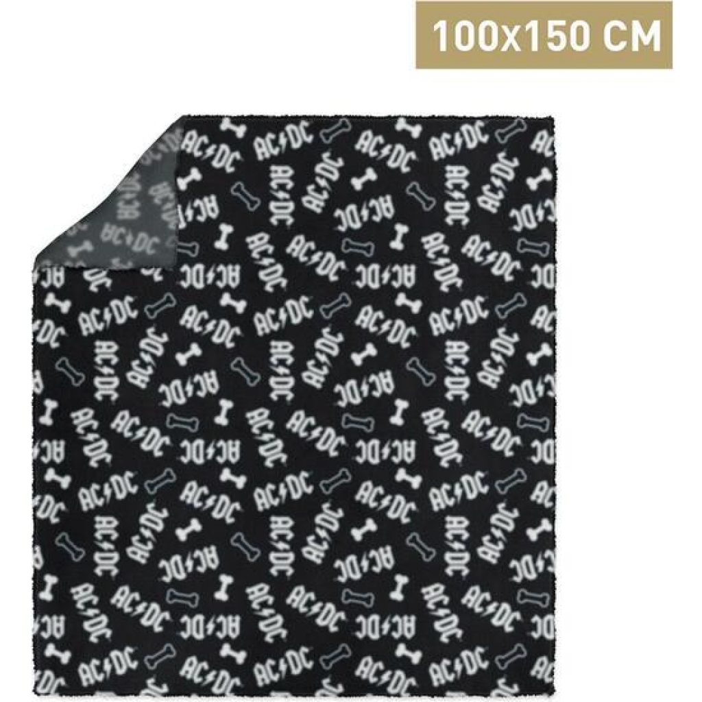 Manta para perro 100 x 150 centímetros acdc black