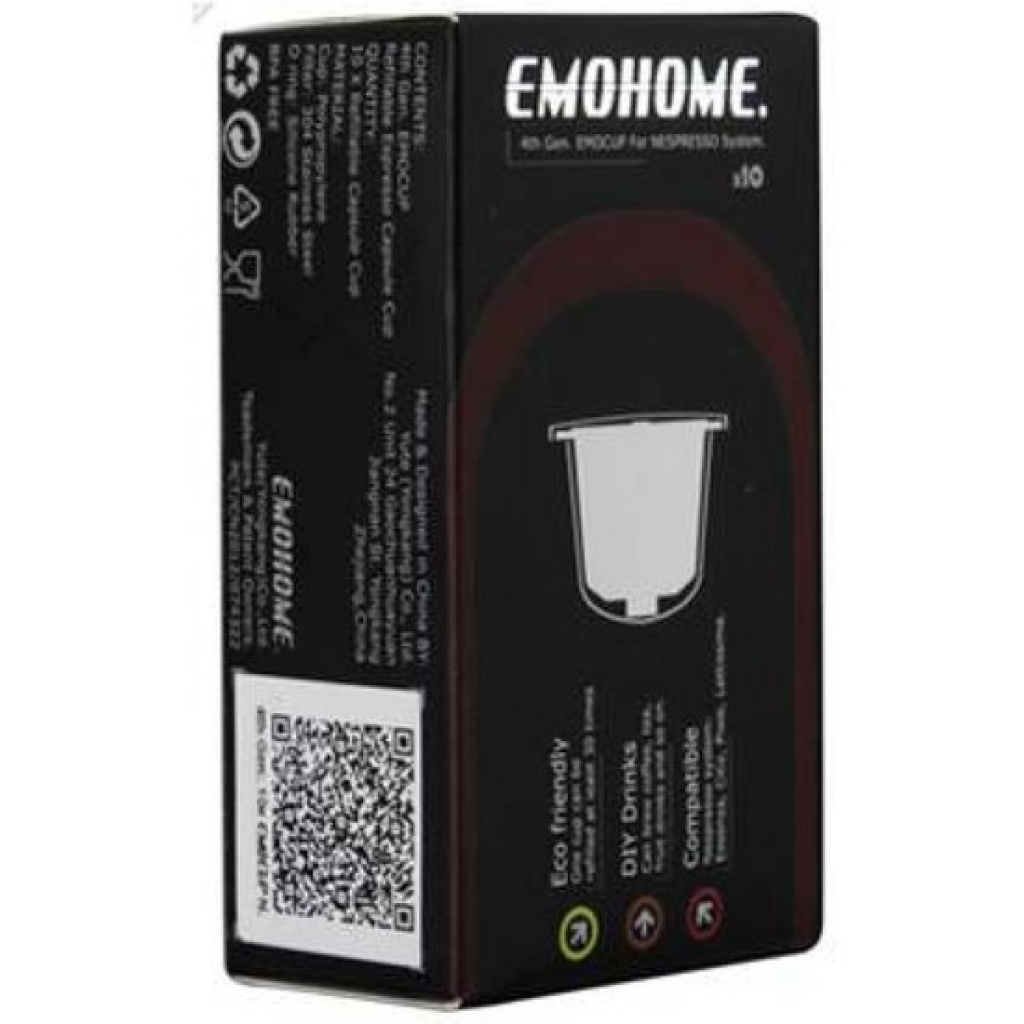 Emocup capsulas recargables para nespresso 10 unidades.