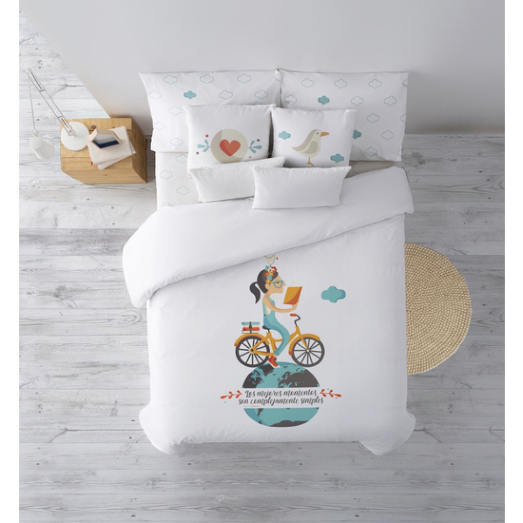 Funda nórdica 100% algodón modelo bici para cama de 150/160 (240x240 centímetros.)