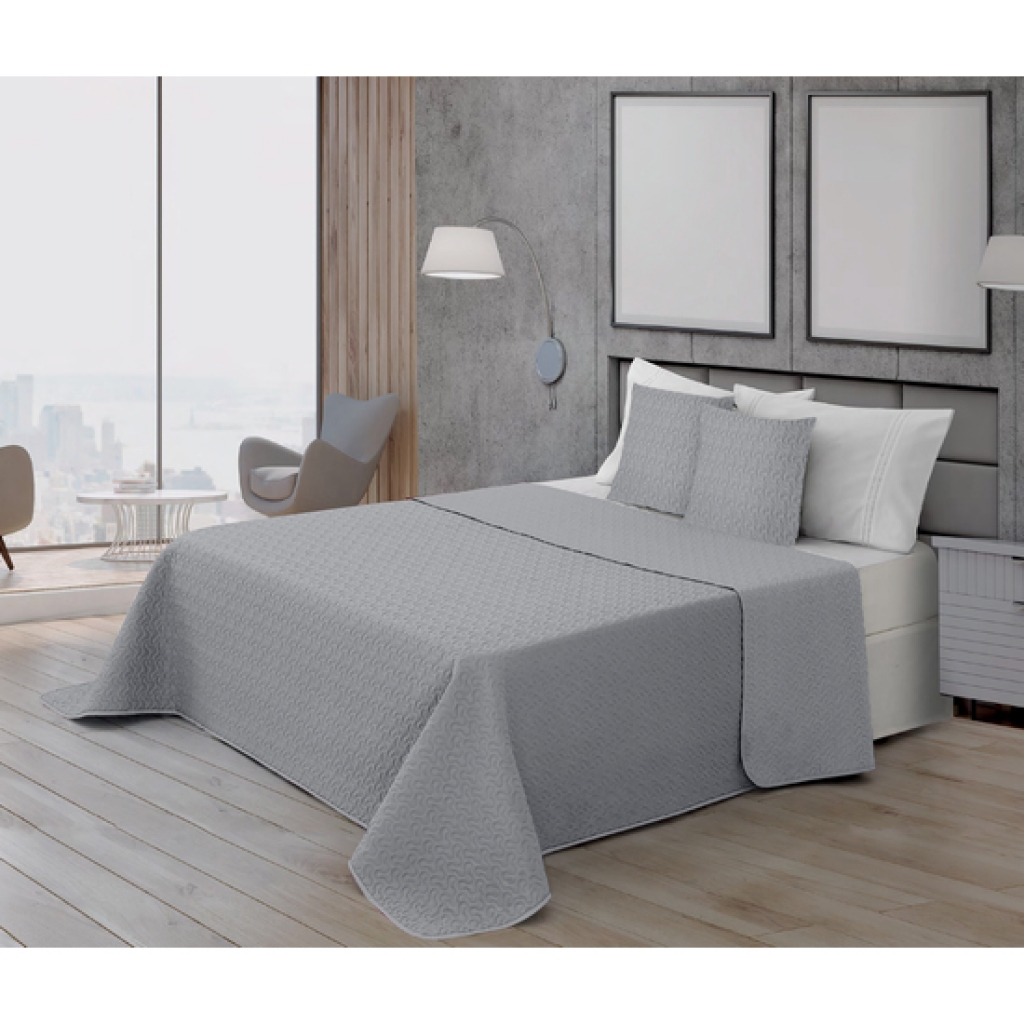 Bouti microsatén 100 gr modelo plata para cama de 150/160 (250x270 centímetros.)