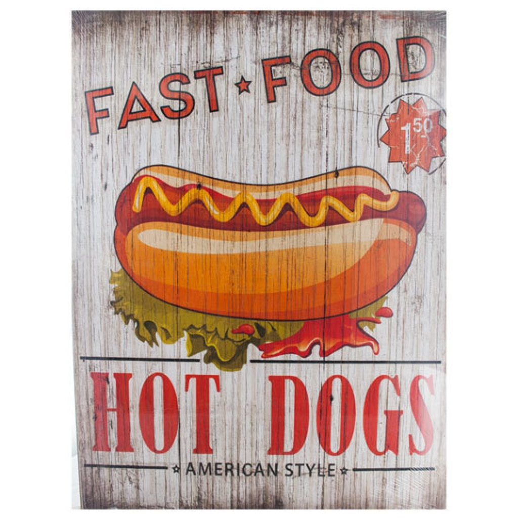 Fast food hot dogs cuadro de madera