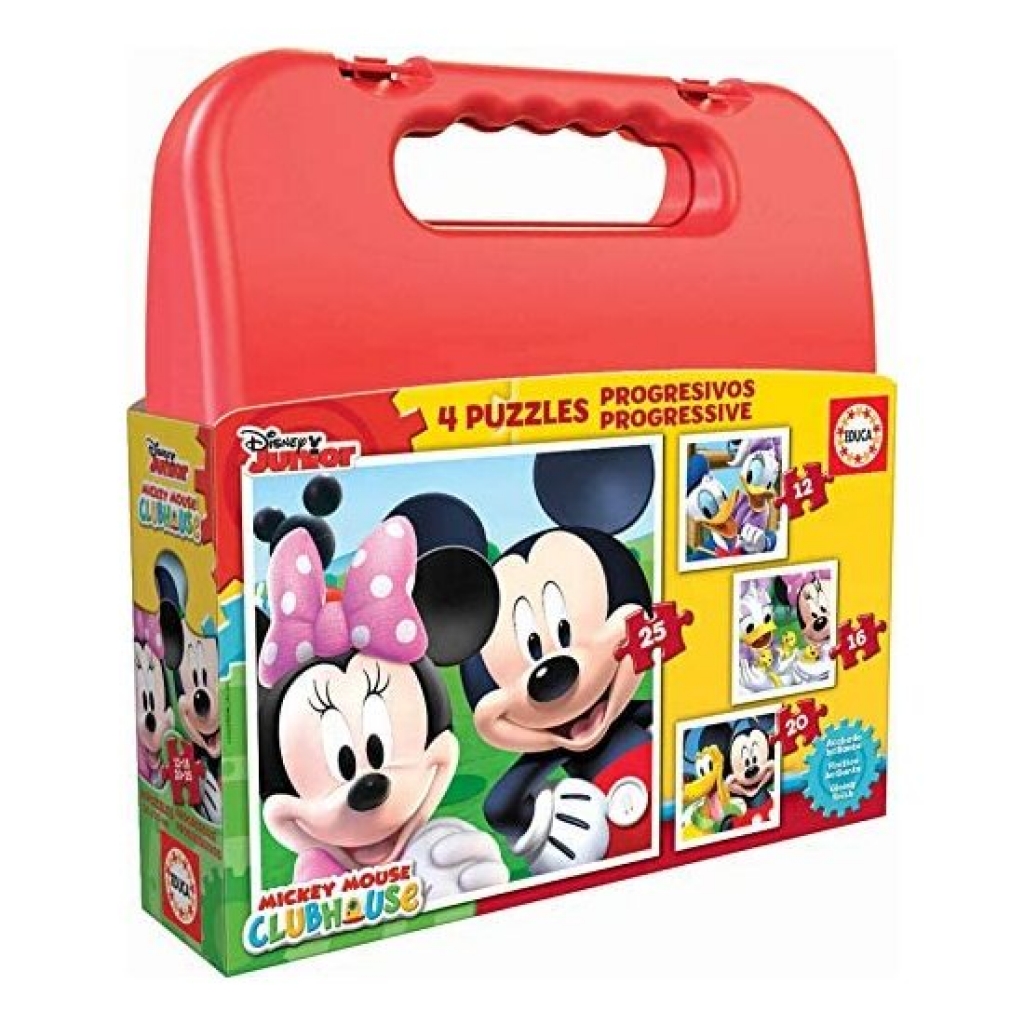 Maletin con 4 puzzles mickey mouse 