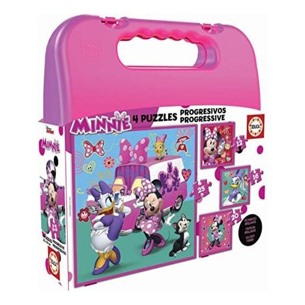 Maletin con 4 puzzles minnie mouse 