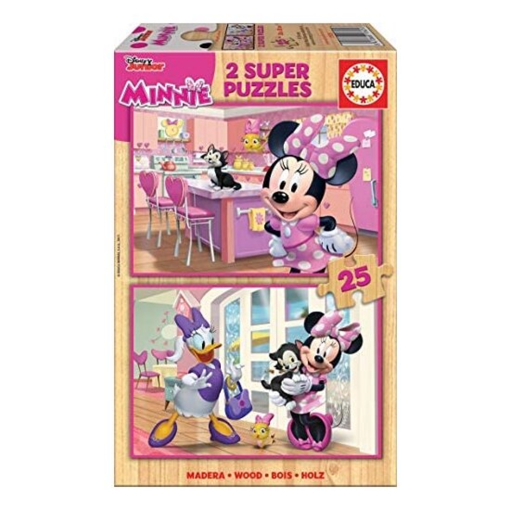 2 puzzles de madera de 25 piezas minnie mouse 
