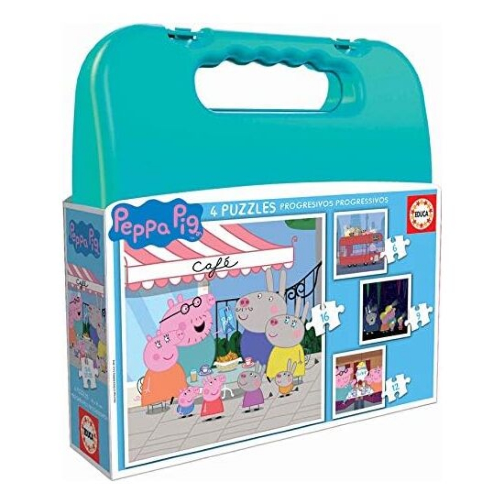 Maletin con 4 puzzles peppa pig 