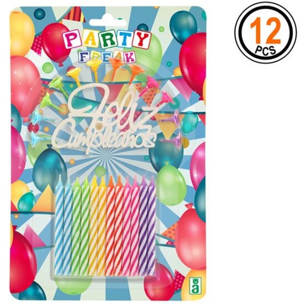 Vela multicolor feliz cumpleaños 16x24x1.50 centímetros