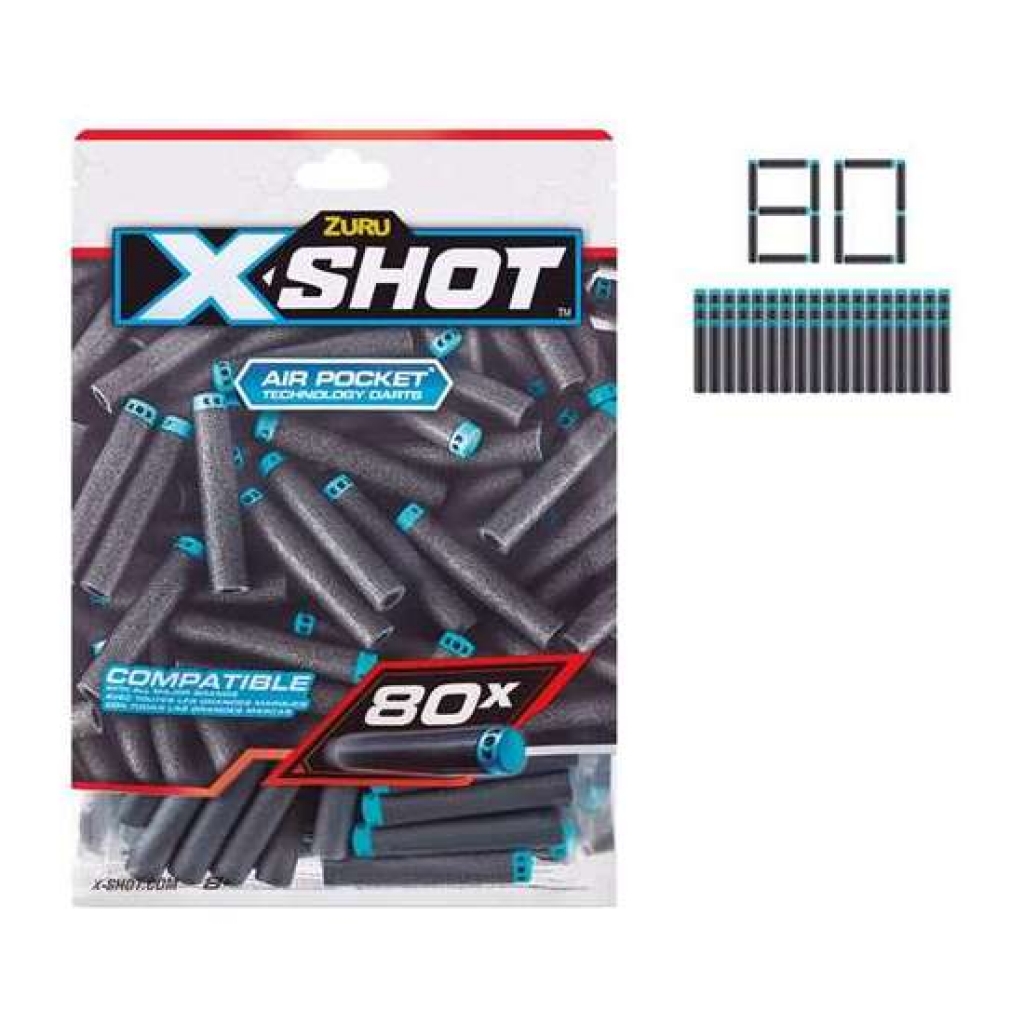 Dardos x-shot en blister, 80 ud. 19x6x28 centímetros