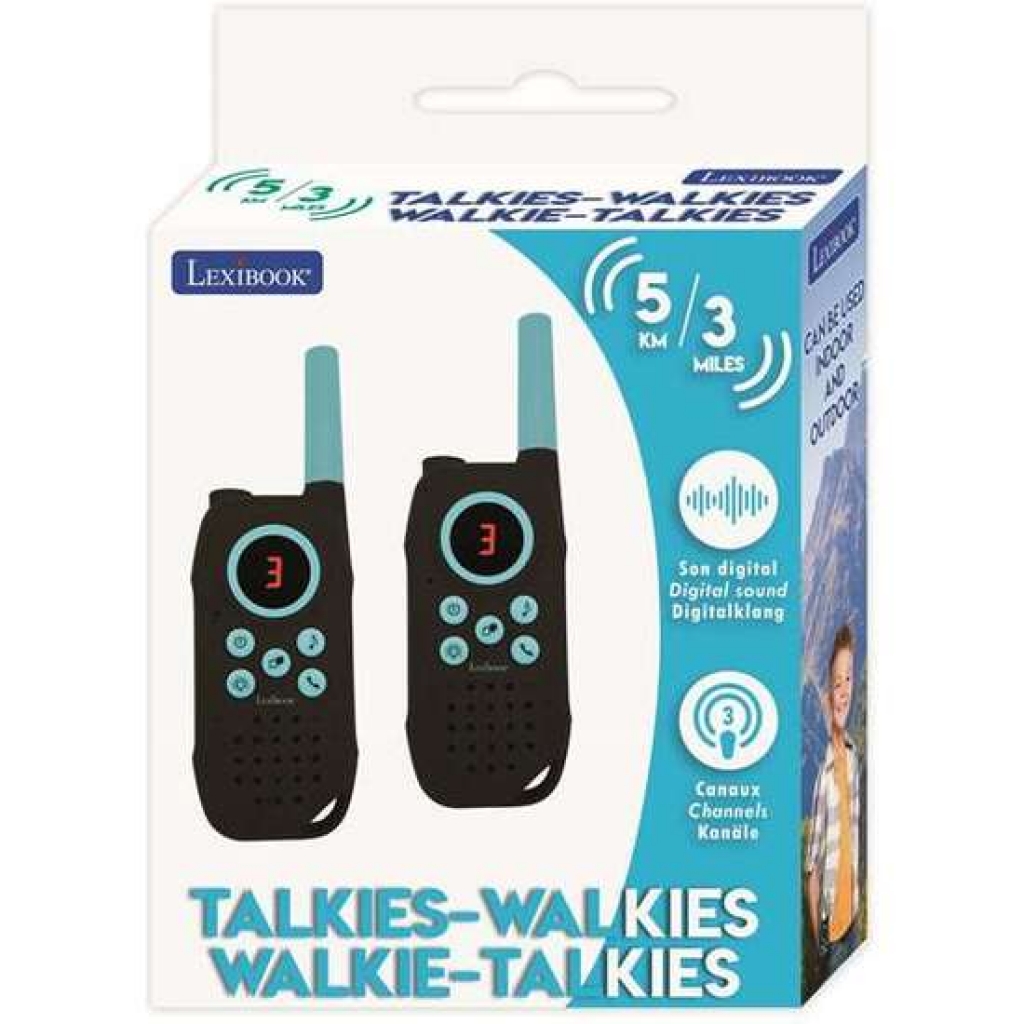 Walkie-talkies lexibook alcance hasta 5 km, con soporte cinturón. 15x4x21 centímetros