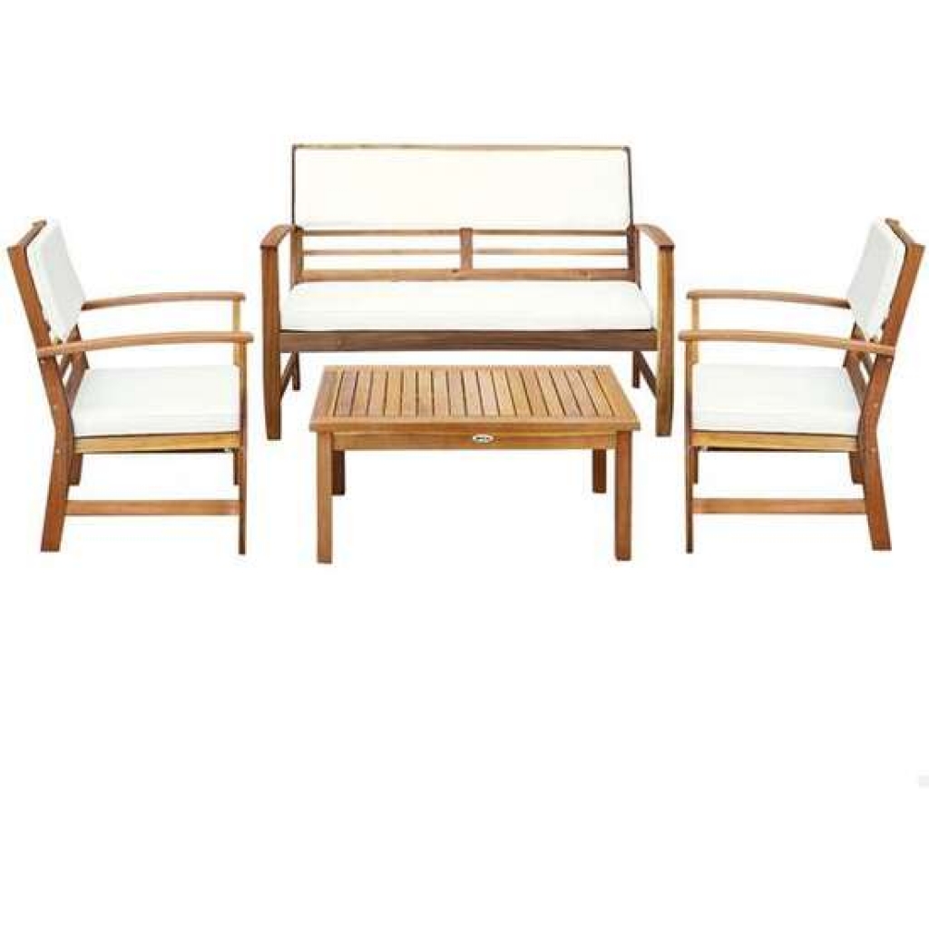 Conjunto de mesa (75x51x34 centímetros) + sofa (121x61x81 centímetros)+ 2 sillones (61x61x81 centímetros) de madera aktive