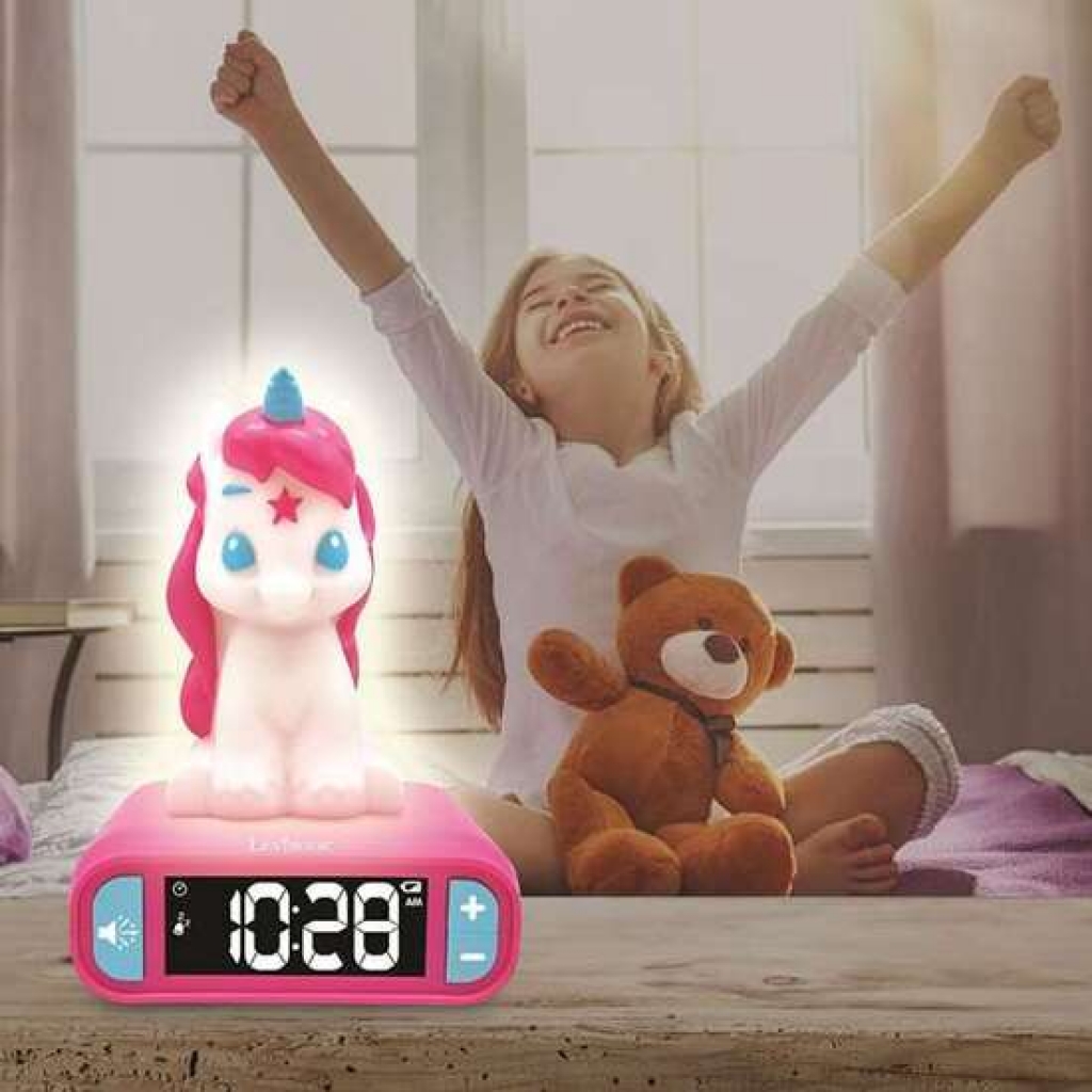 Despertador digital unicornio 3d. con efectos de sonido. 15x10x20 centímetros