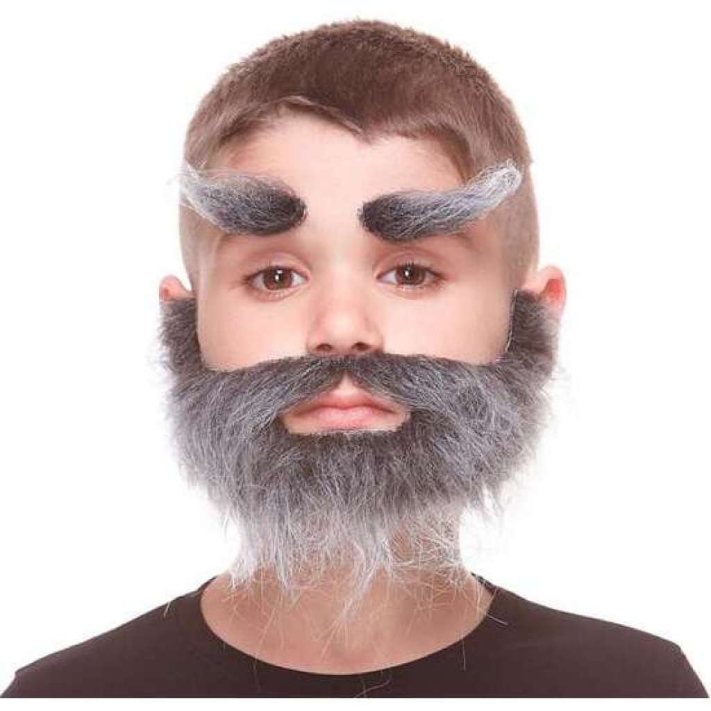 Bigote, barba y cejas infantil canoso talla única