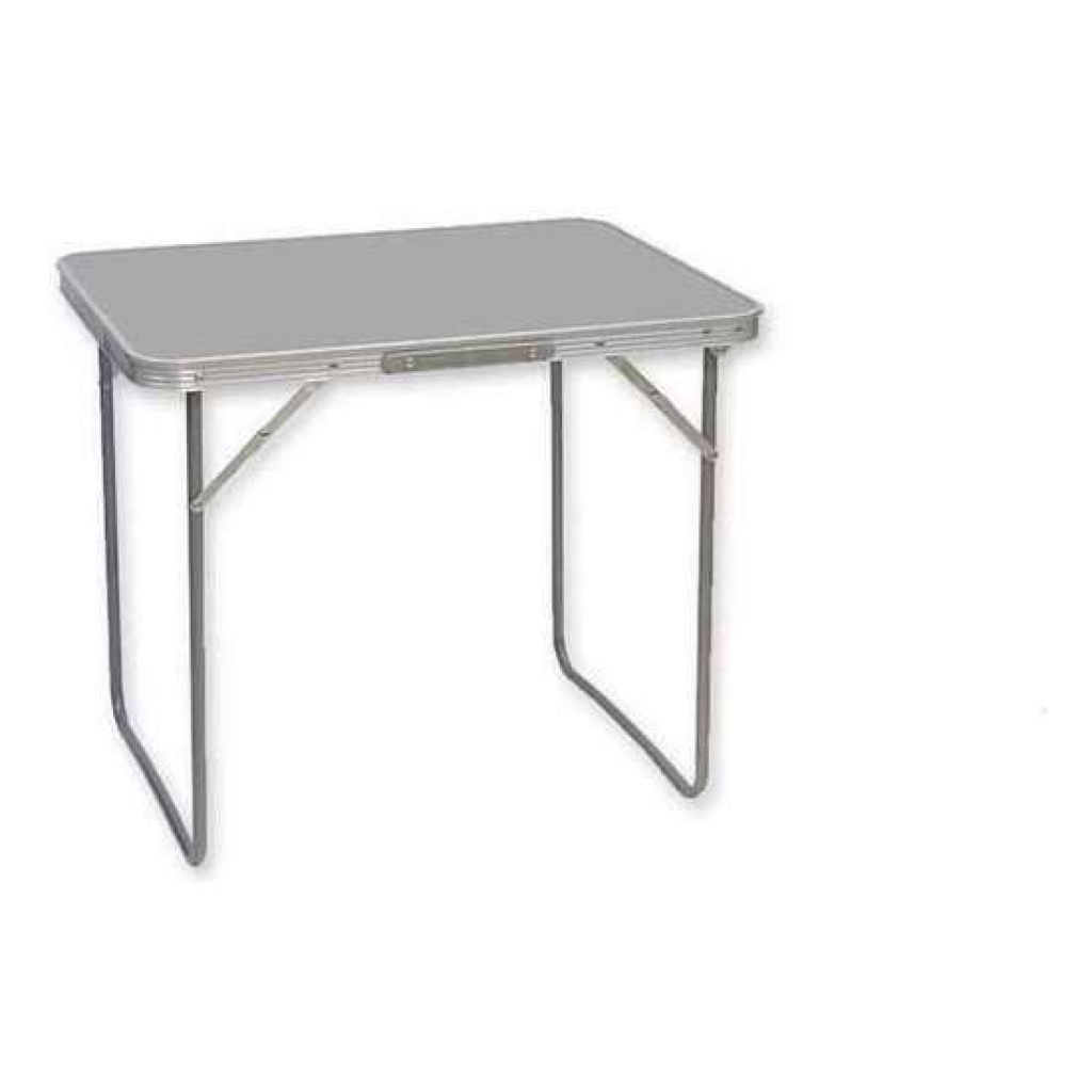 Mesa acero color blanco, gris y madera 70x50x60 centímetros