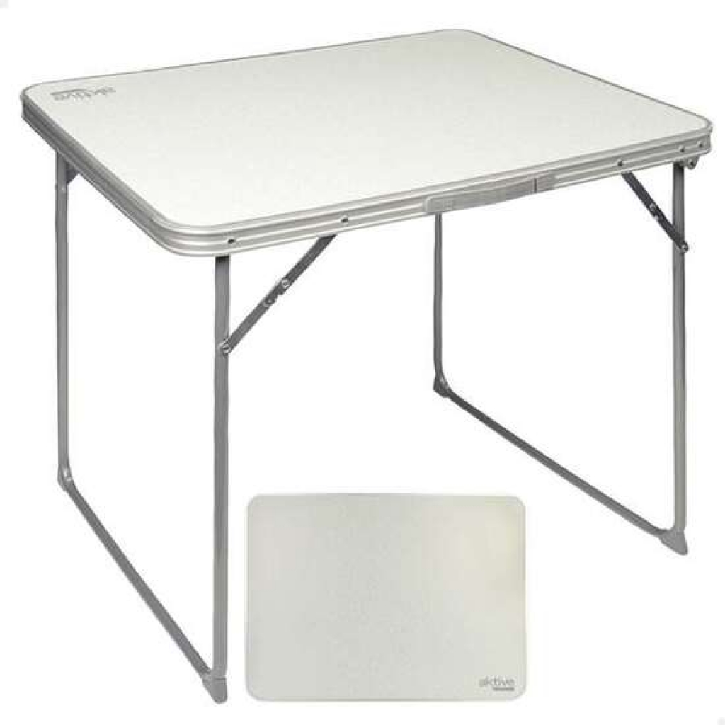 Mesa de camping plegable blanca aktive 80x60x70 centímetros