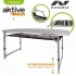 Mesa de camping plegable aluminio + madera 149x80x59/66/71.5 centímetros