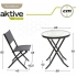 Conjunto de mesa de terraza plegable (60x71 centímetros) + 2 sillas de textileno (46x82 centímetros) aktive