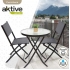 Conjunto de mesa de terraza plegable (60x71 centímetros) + 2 sillas de textileno (46x82 centímetros) aktive