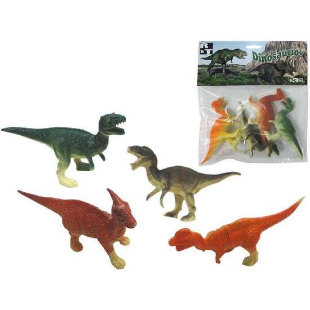 Figuras dinosaurios en bolsa 4 unidades 20x26x3 centímetros