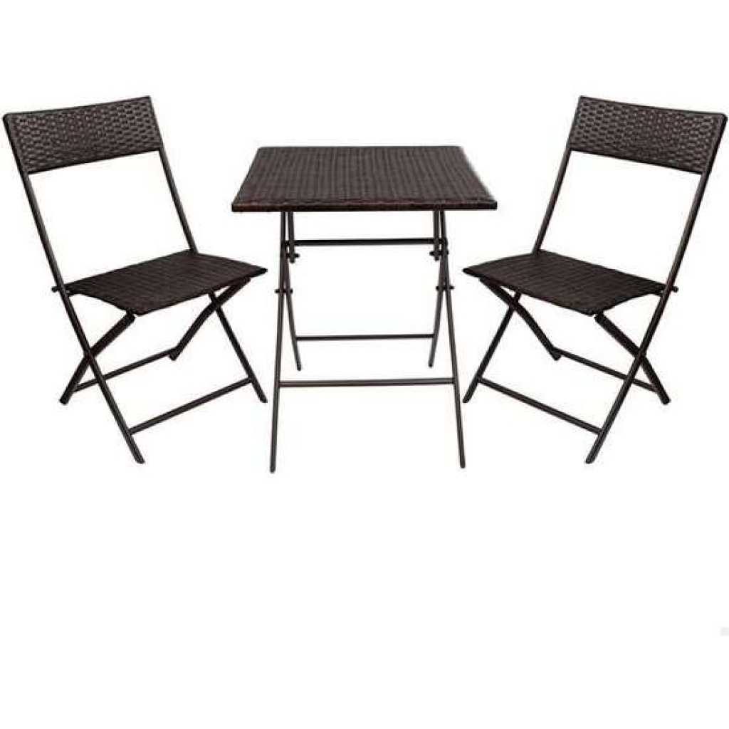 Conjunto de mesa cuadrada plegable (60x72 centímetros) + 2 sillas de ratán (44x83,5 centímetros) aktive