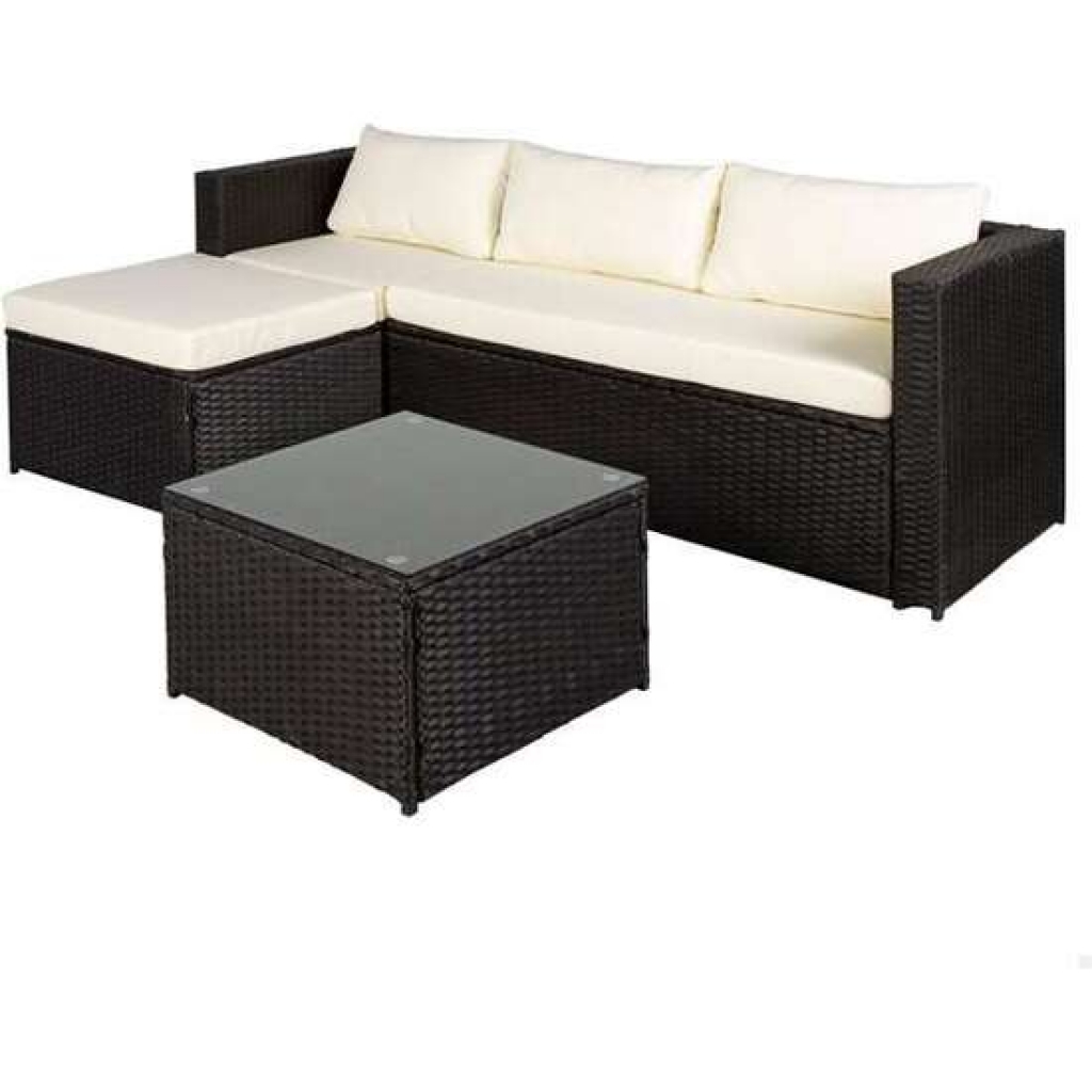 Conjunto sofá 3 plazas (125x67x64 centímetros) + mesa de jardín (57x35 centímetros) aktive