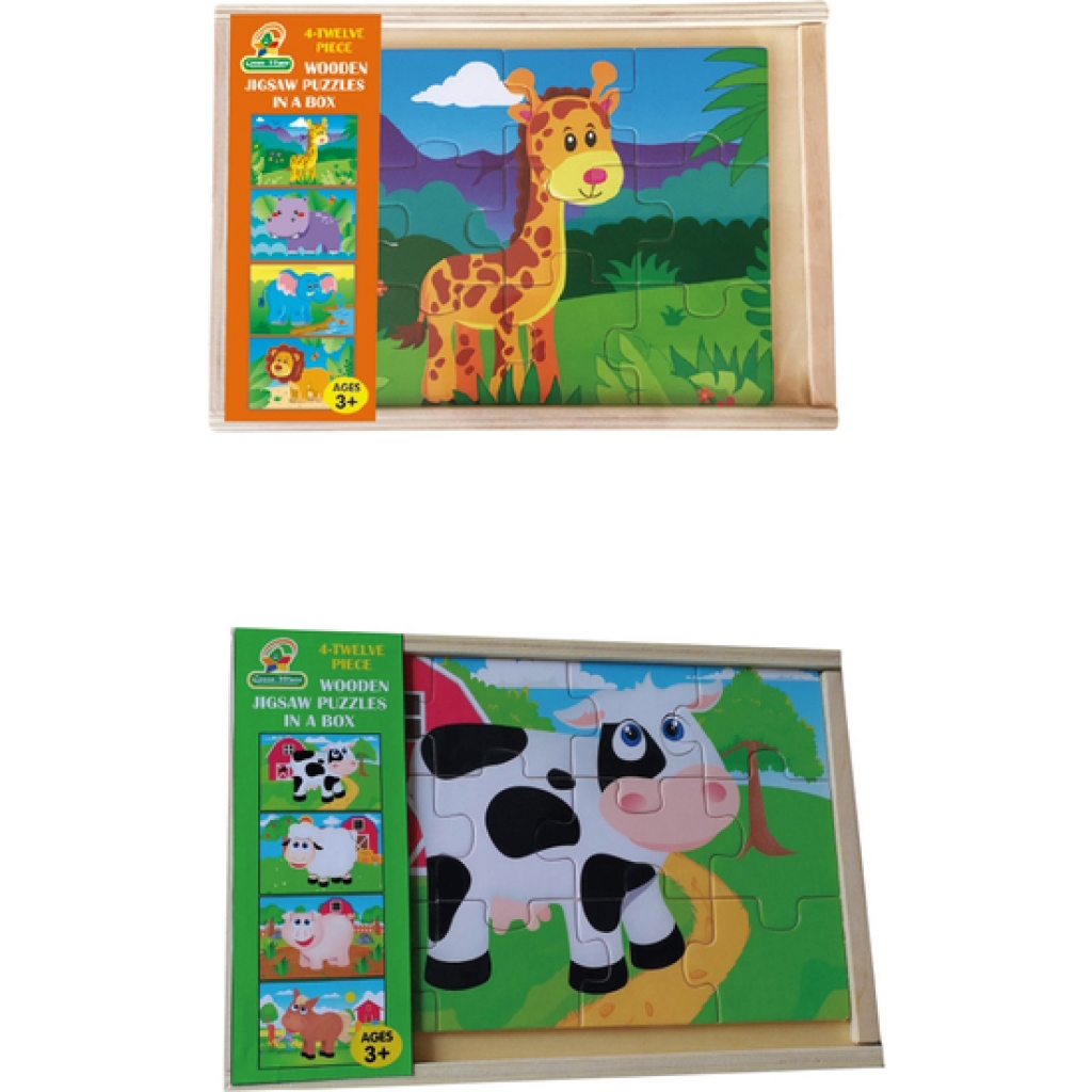 Caja puzles selva/granja 12 piezas