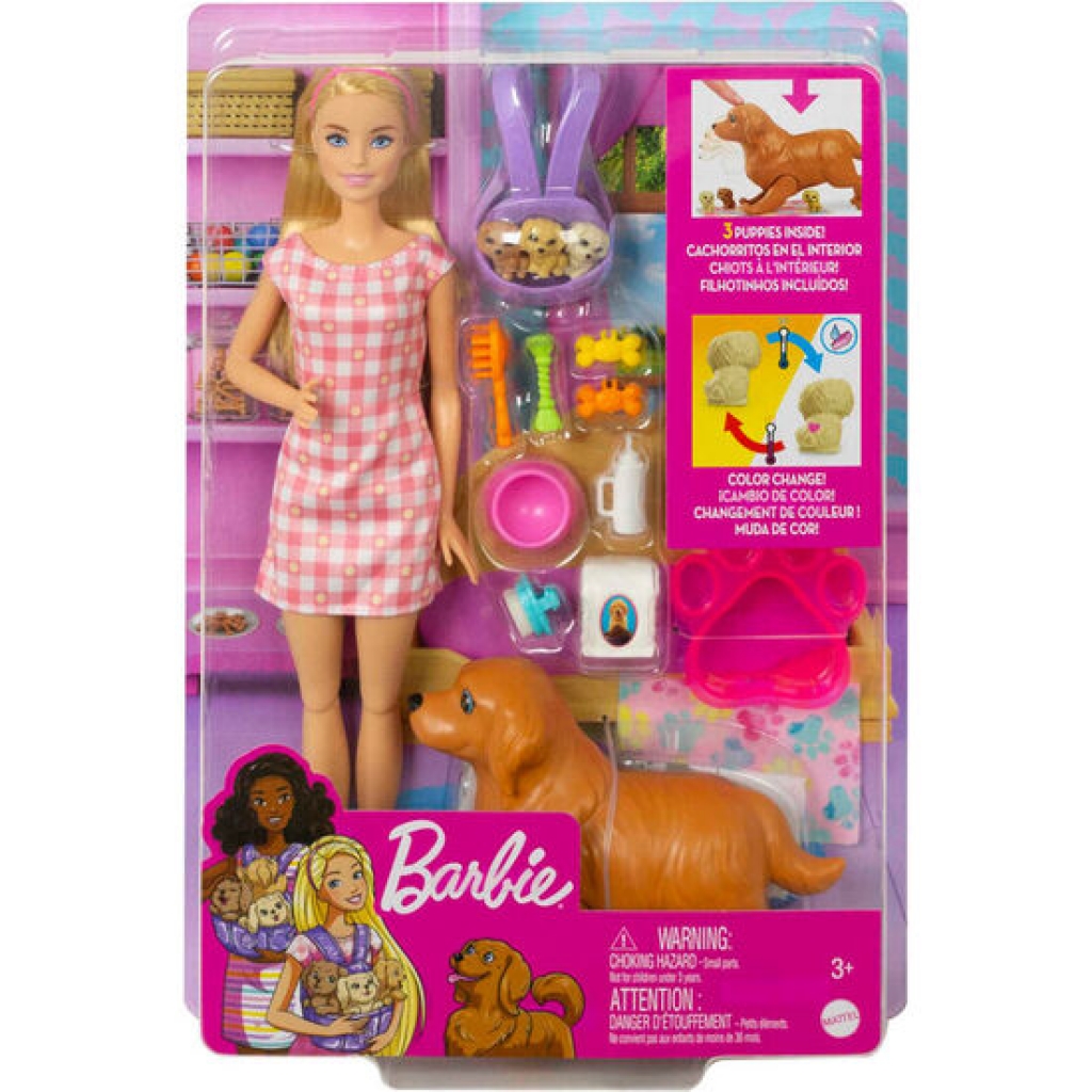 Muñeca y cachorros barbie